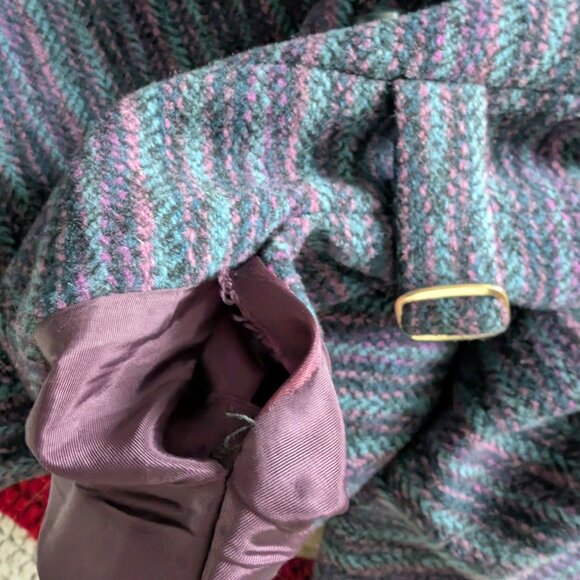 Wool long winter coat in purple, blue, and navy -- medium - Picture 13 of 13